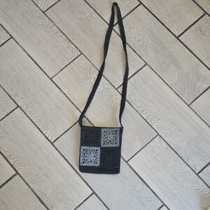 Black and Gray Crossbody‎ Bag 8x7